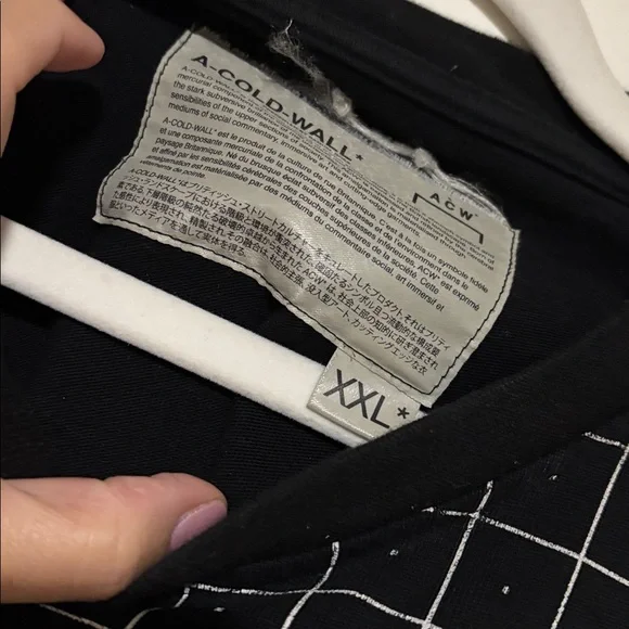 A-COLD-WALL* Black Checkered Short Sleeve Tee Sz XXL - Picture 2 of 5